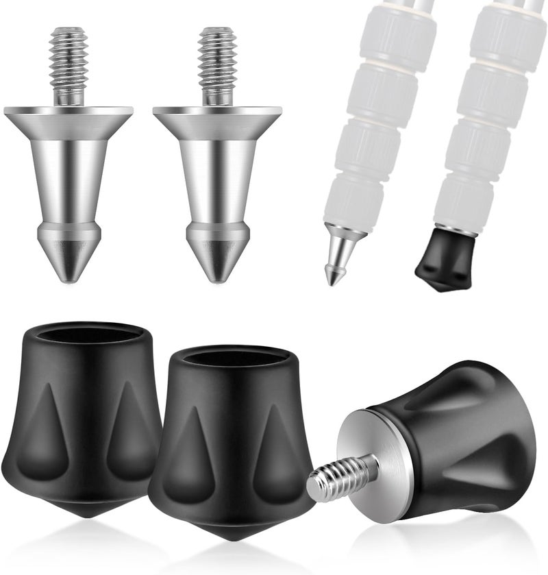 Rigych 6 Pcs Tripod Spike Feet 1/4-20 Thread Rubber Feet Anti-Slip & Stainless Steel Spike Tripod Feet Replacement Parts - Image 1